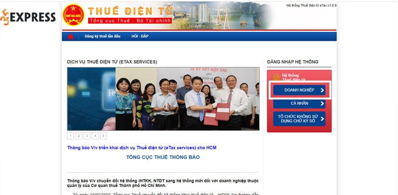 Giao diện đăng nhập hệ thống ETAX, tra cứu mã số thuế người phụ thuộc