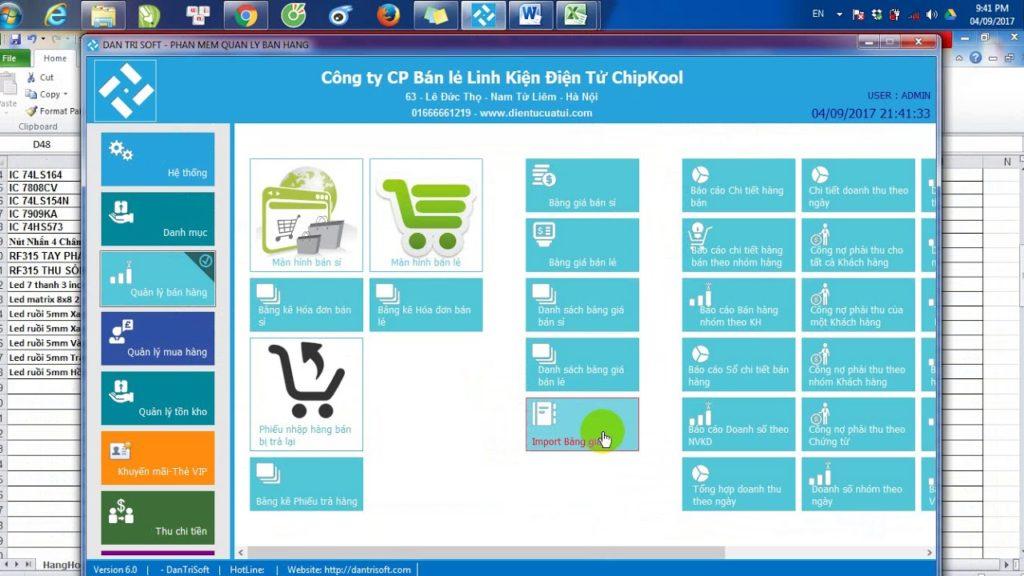 Giao diện phần mềm quản lý bán hàng Dantrisoft