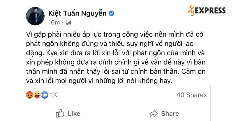 Kye Nguyễn trò chuyện với một netizen về phát ngôn của mình